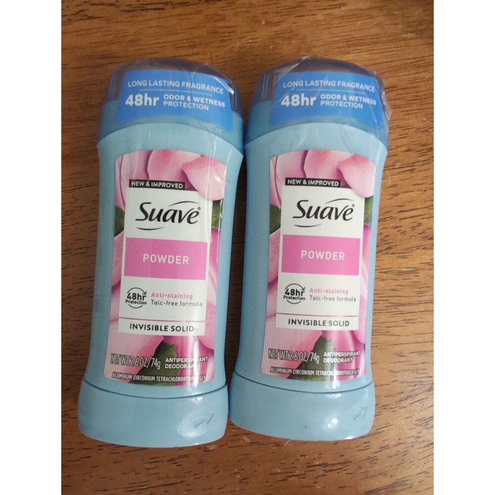 NEW Suave Lot of (2) Powder Antiperspirant Deodorant 48-Hr Invisible Solid 2.6oz